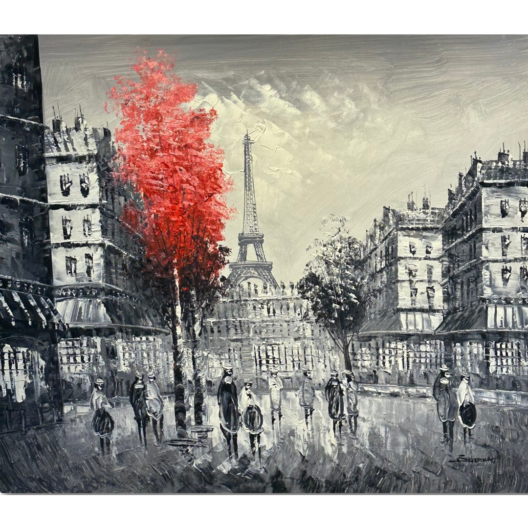 Paris Eiffel Tower with Red Tree
